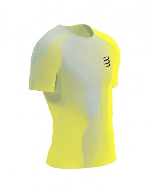 Compressport Performance SS Tshirt M Hardloopshirts Heren Geel | VXLDP-2904