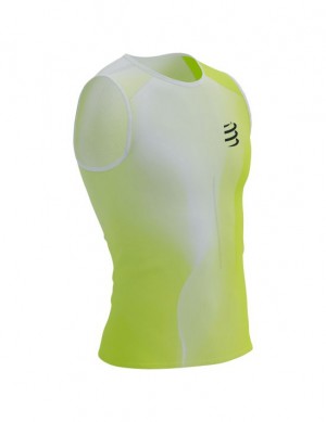 Compressport Performance Tank M Hardloopshirts Heren Geel | FGMYW-0358