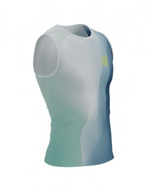 Compressport Performance Tank M Hardloopshirts Heren Blauw | UWMZB-8053