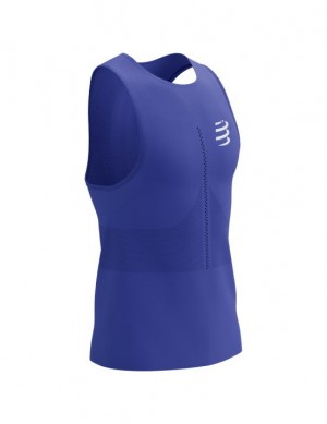 Compressport Pro Race Singlet M Hardloopshirts Heren Blauw | ORAGN-5921