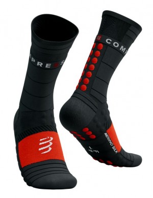 Compressport Pro Race Socks Winter Run Accessoires Unisex Zwart Rood | FNGAM-5071