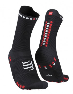 Compressport Pro Race Socks v4.0 Run High Loopsokken Heren Zwart Rood | EMGDZ-8641