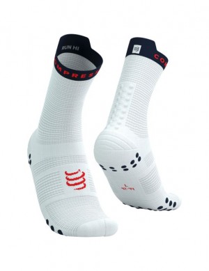 Compressport Pro Race Socks v4.0 Run High Loopsokken Heren Wit | LPIGW-8159