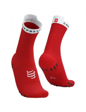 Compressport Pro Race Socks v4.0 Run High Loopsokken Heren Rood Wit | MLGZO-8721