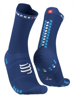 Compressport Pro Race Socks v4.0 Run High Sokken Unisex Blauw | YBJDK-7256