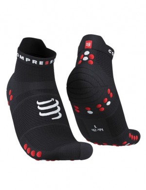 Compressport Pro Race Socks v4.0 Run Low Sokken Unisex Zwart Rood | KXNRV-6742