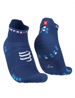 Compressport Pro Race Socks v4.0 Run Low Loopsokken Heren Blauw | LZTAD-0793