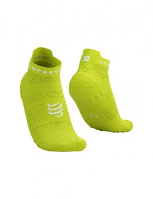 Compressport Pro Race Socks v4.0 Run Low Loopsokken Heren Groen Wit | PHMGC-2198