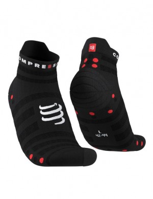 Compressport Pro Race Socks v4.0 Ultralight Run Low Sokken Unisex Zwart Rood | ATFXI-1642