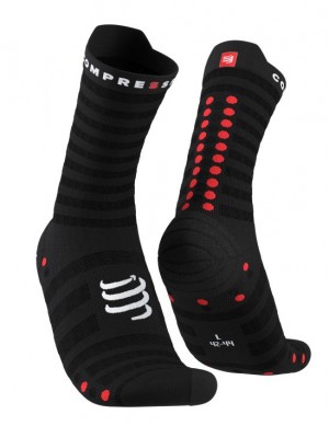 Compressport Pro Race Socks v4.0 Ultralight Run High Loopsokken Heren Zwart Rood | XQHRG-3921