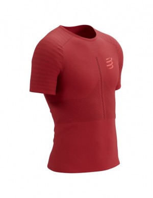 Compressport Race SS Tshirt M Hardloopshirts Heren Rood | KGQSC-5316