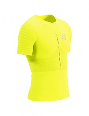 Compressport Race SS Tshirt M Hardloopshirts Heren Geel | YKOXS-1368