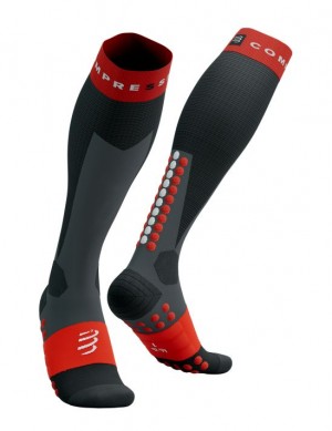 Compressport Ski Touring Full Socks High Socks Heren Zwart Rood | MWJIK-7863