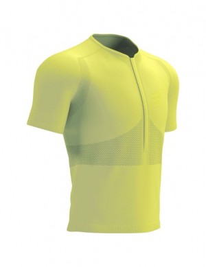 Compressport Trail Half-Zip Fitted SS Top T-shirts Heren Groen | JPUWE-8309