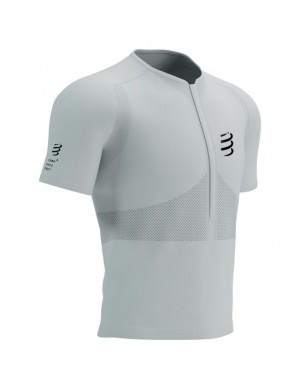 Compressport Trail Half-Zip Fitted SS Top T-shirts Heren Wit | LQJVA-4053