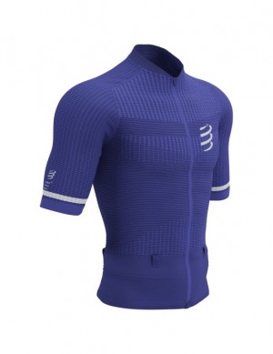 Compressport Trail Postural SS Top M T-shirts Unisex Blauw | LASUT-1064