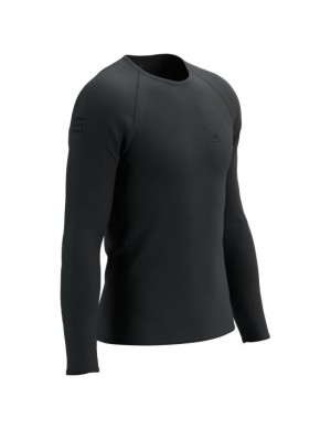 Compressport Training LS Tshirt T-shirts Heren Zwart | DURVS-5632