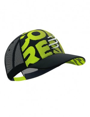 Compressport Trucker Cap Flash Accessoires Heren Zwart Geel | JNXUA-5074