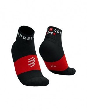 Compressport Ultra Trail Low Socks Loopsokken Heren Zwart Rood | WVQIB-1053