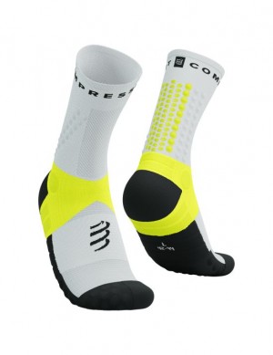 Compressport Ultra Trail Socks V2.0 Loopsokken Heren Wit Geel | MCBVN-0196