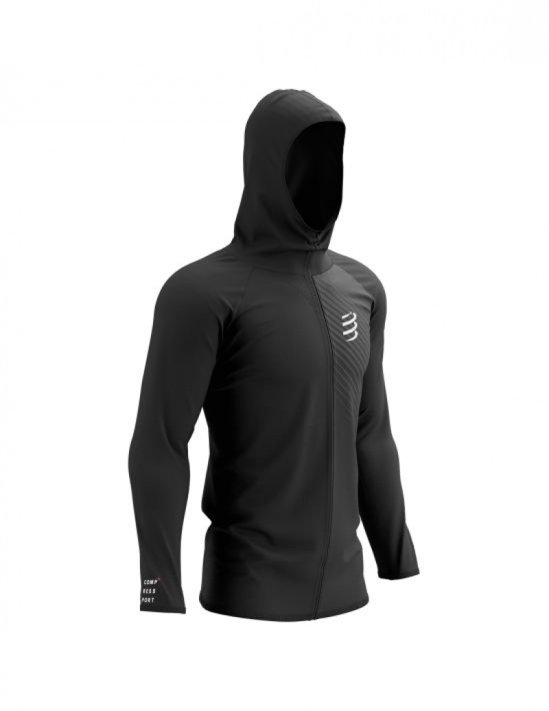 Compressport 3D Thermo Seamless Hoodie Zip Hoodie Heren Zwart | TAVNY-7586