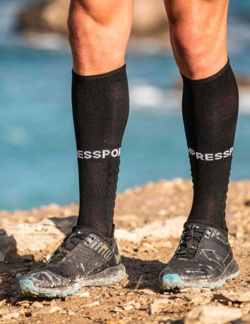 Compressport Full Socks Run High Socks Heren Zwart | MCUVR-9068