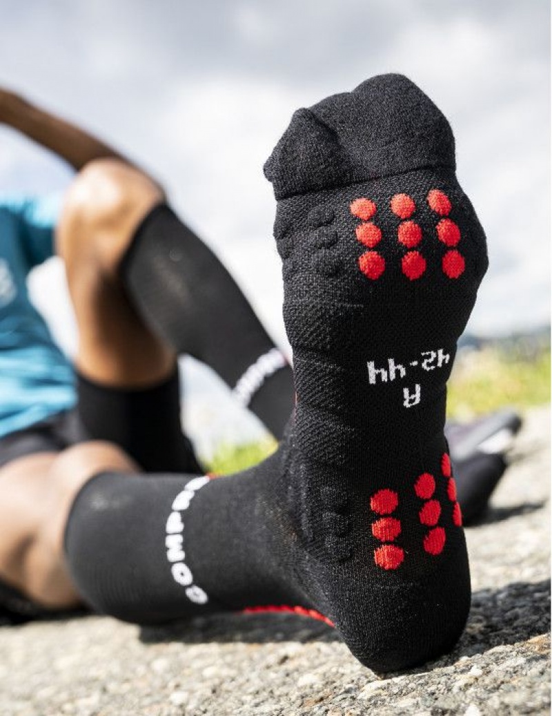 Compressport Full Socks Winter Run High Socks Heren Zwart Rood | AYIZM-7914