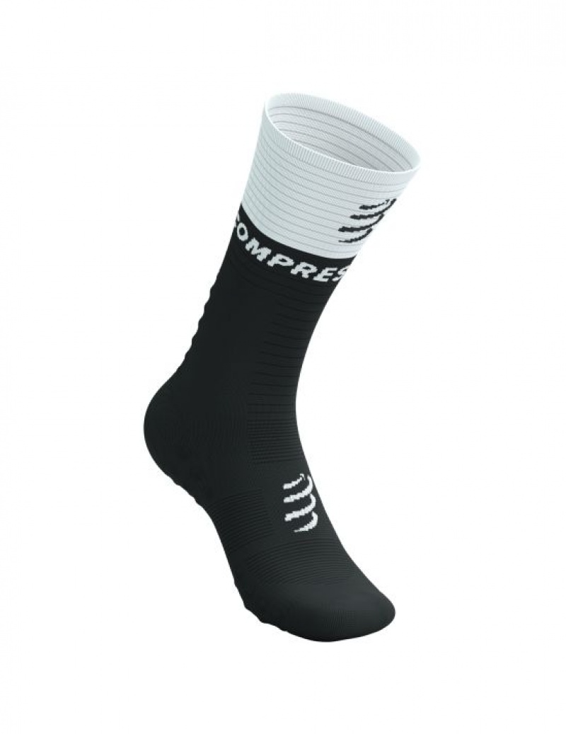 Compressport Mid Compression Socks V2.0 Loopsokken Heren Zwart Wit | VEUQR-5298