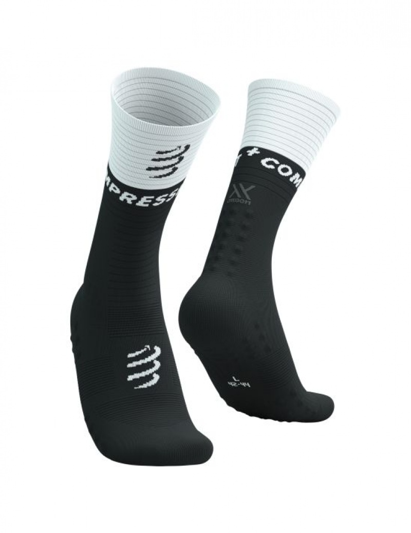 Compressport Mid Compression Socks V2.0 Loopsokken Heren Zwart Wit | VEUQR-5298