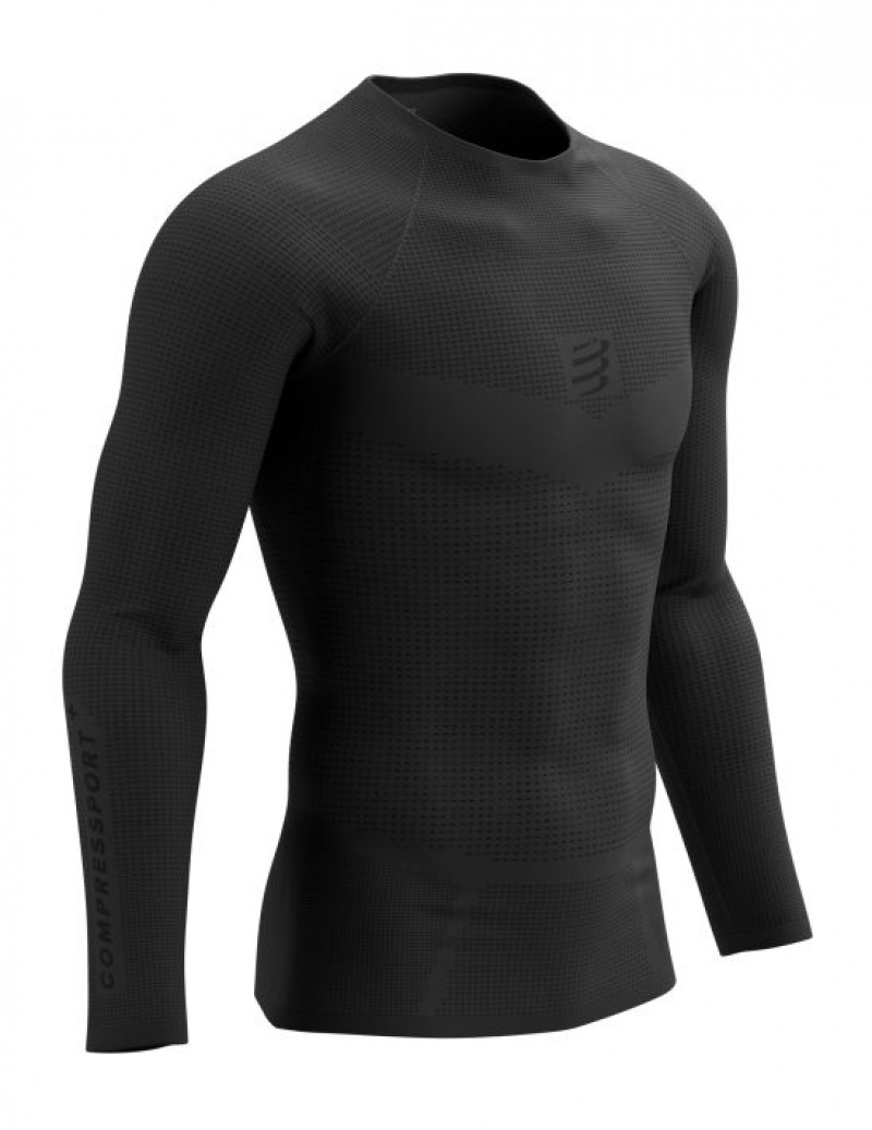 Compressport On/Off Base Layer LS Top M T-shirts Heren Zwart | GIWZA-6108