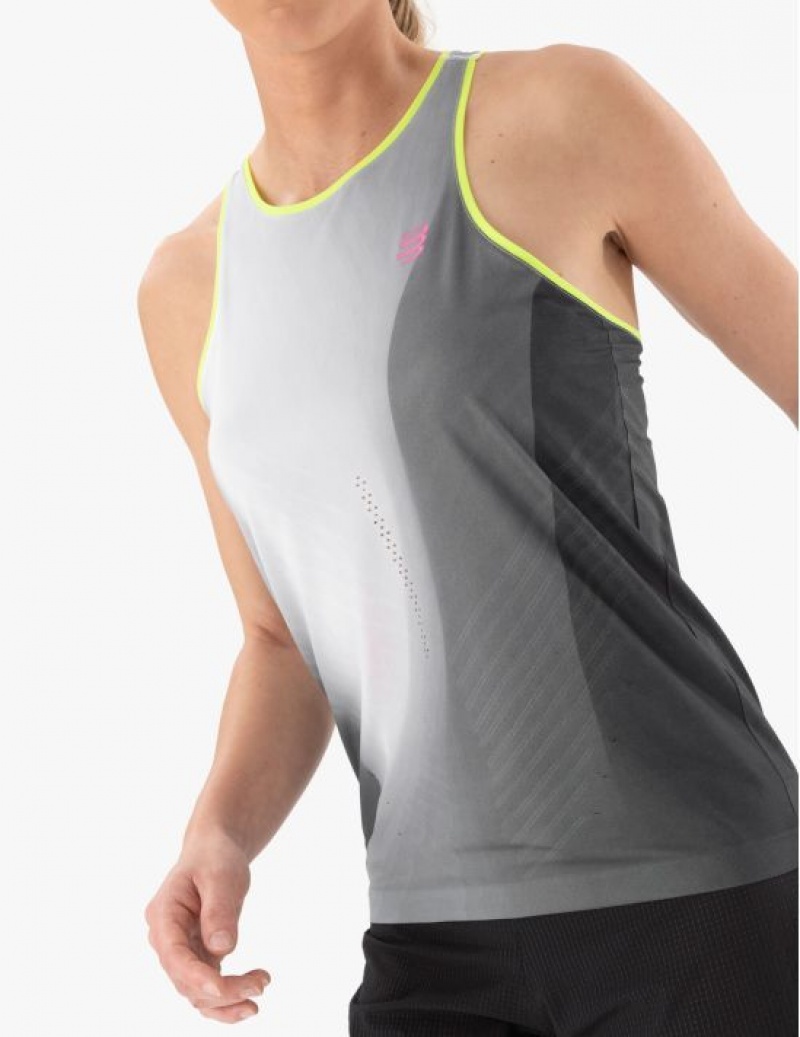 Compressport Performance Singlet W T-shirts Unisex Zwart Wit | BPZHE-3482