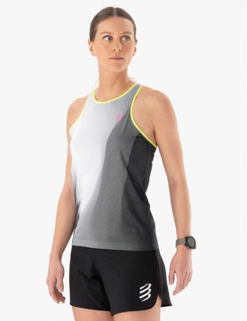 Compressport Performance Singlet W T-shirts Unisex Zwart Wit | BPZHE-3482