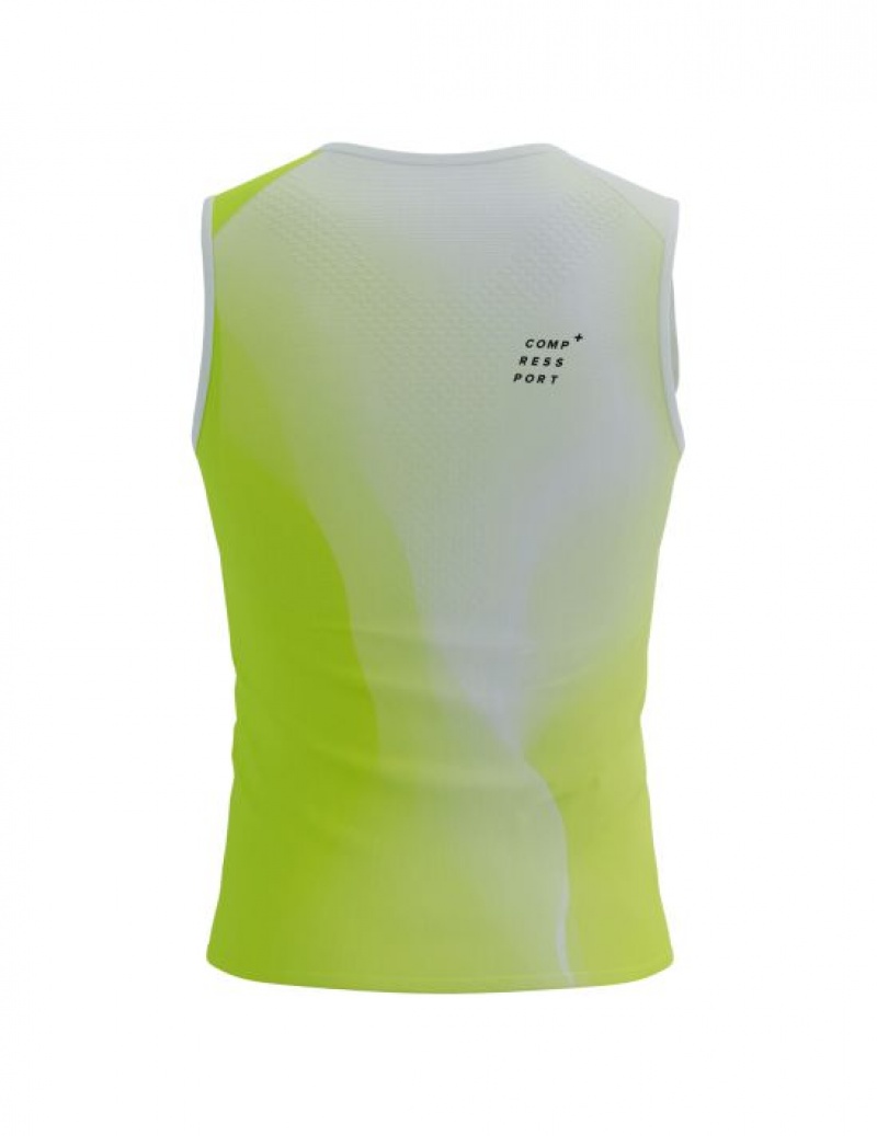 Compressport Performance Tank M Hardloopshirts Heren Geel | FGMYW-0358