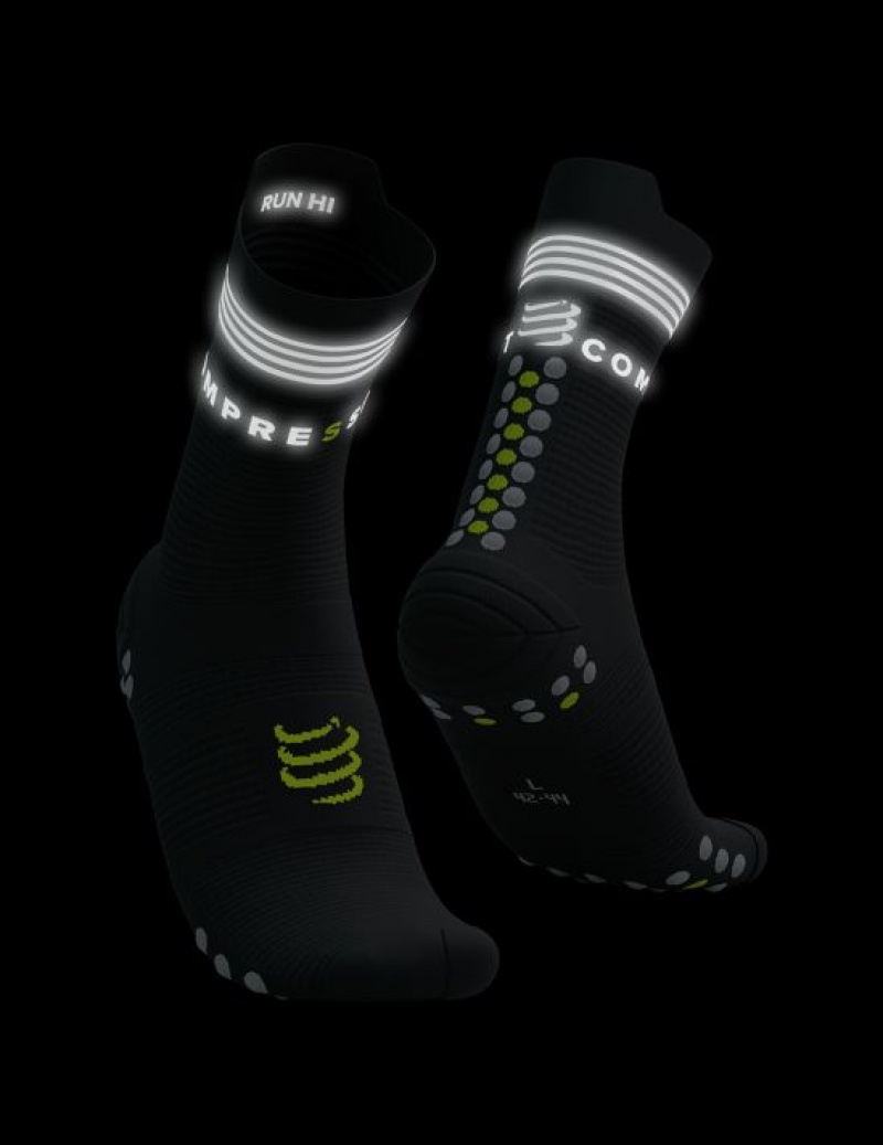 Compressport Pro Race Socks V4.0 Run High Flash Accessoires Unisex Zwart Geel | QAJZN-5043