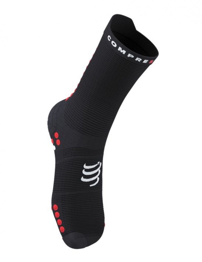 Compressport Pro Race Socks v4.0 Run High Loopsokken Heren Zwart Rood | EOKZJ-5978