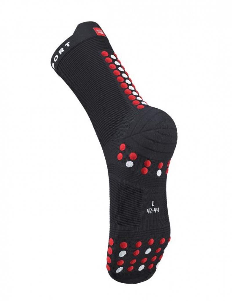 Compressport Pro Race Socks v4.0 Run High Loopsokken Heren Zwart Rood | EOKZJ-5978