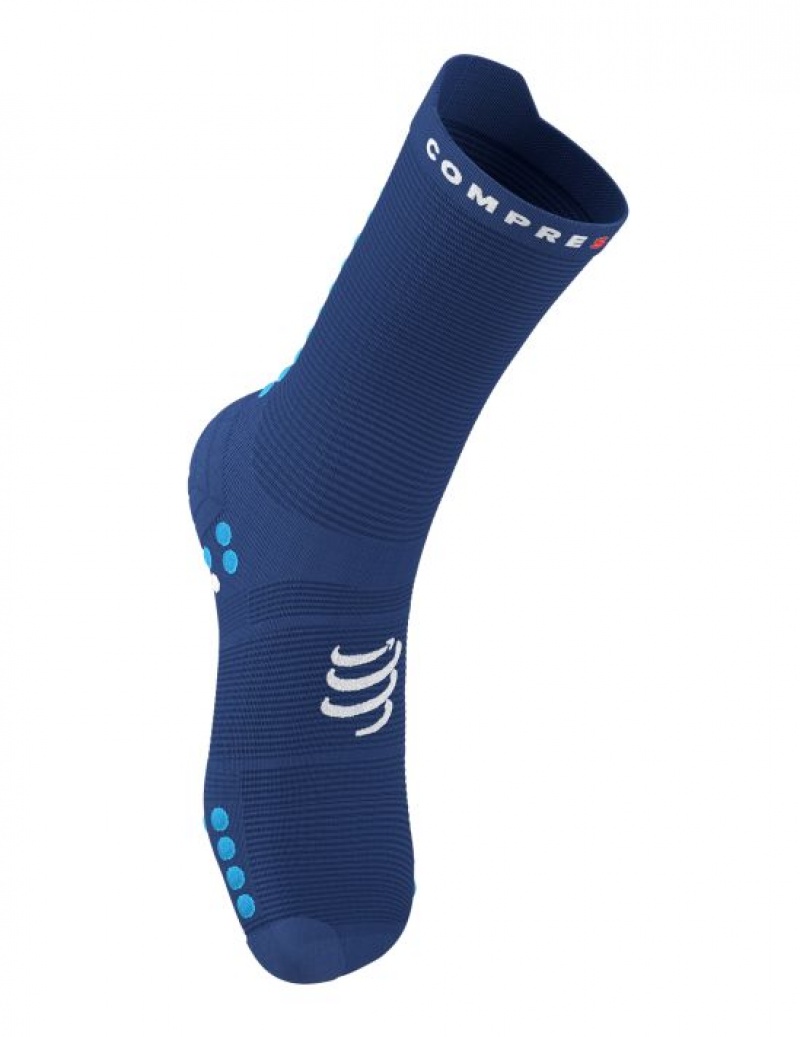 Compressport Pro Race Socks v4.0 Run High Loopsokken Heren Blauw | CTZLB-2483