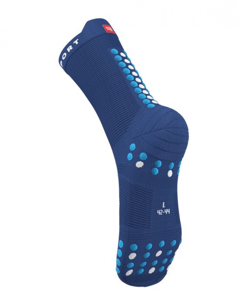 Compressport Pro Race Socks v4.0 Run High Loopsokken Heren Blauw | CTZLB-2483