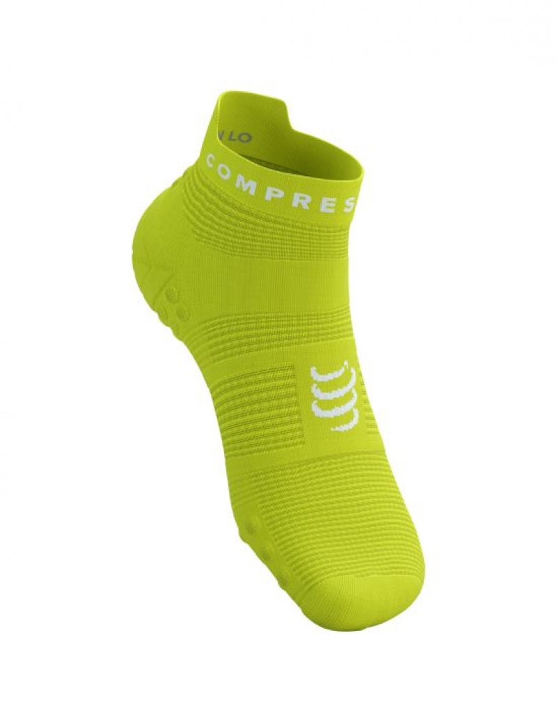 Compressport Pro Race Socks v4.0 Run Low Loopsokken Heren Groen Wit | PHMGC-2198