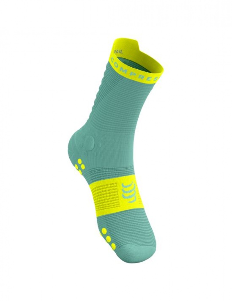 Compressport Pro Race Socks v4.0 Trail Loopsokken Heren Blauw Geel | OJXFA-7513