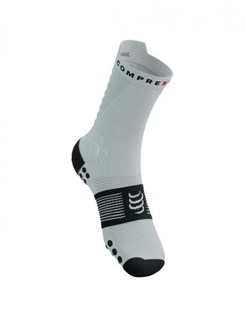 Compressport Pro Race Socks v4.0 Trail Loopsokken Heren Wit Zwart | RQYSD-1837