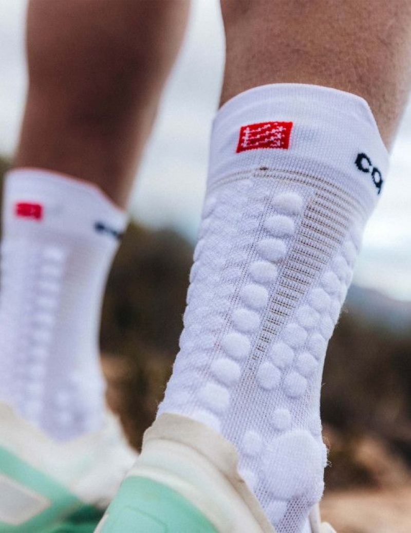 Compressport Pro Race Socks v4.0 Trail Loopsokken Heren Wit Zwart | RQYSD-1837