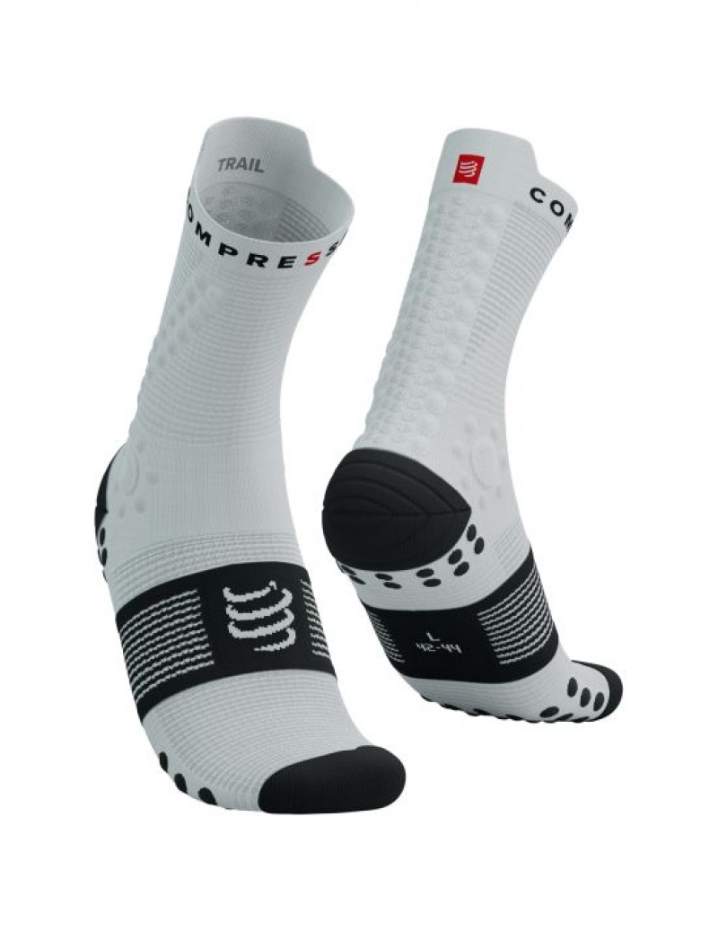 Compressport Pro Race Socks v4.0 Trail Loopsokken Heren Wit Zwart | RQYSD-1837