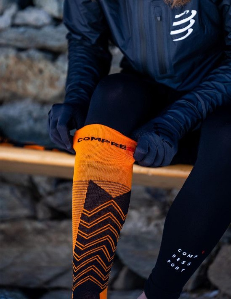 Compressport Ski Mountaineering Full Socks High Socks Heren Zwart | WDCZG-0237