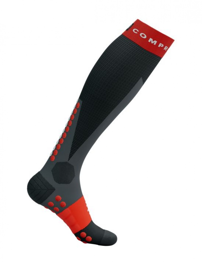 Compressport Ski Touring Full Socks High Socks Heren Zwart Rood | MWJIK-7863