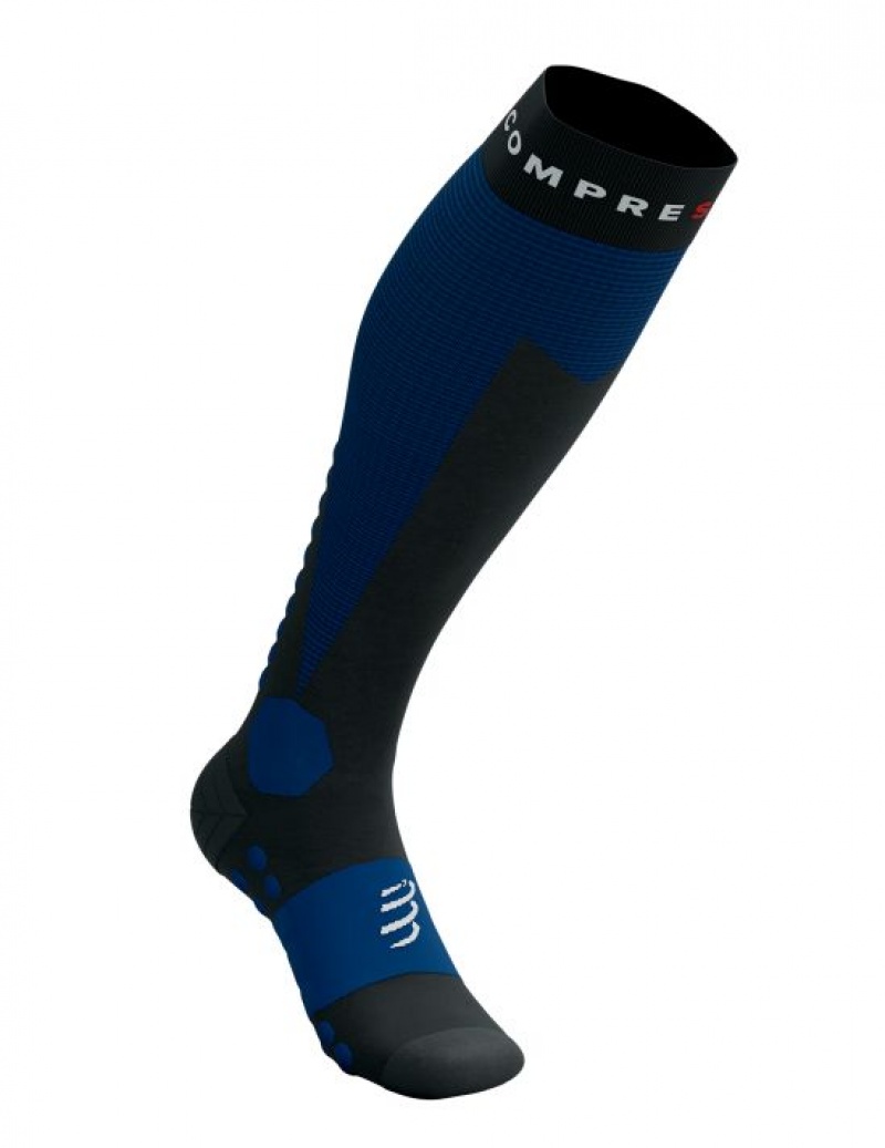 Compressport Ski Touring Full Socks High Socks Heren Zwart Blauw | UFRYD-1920