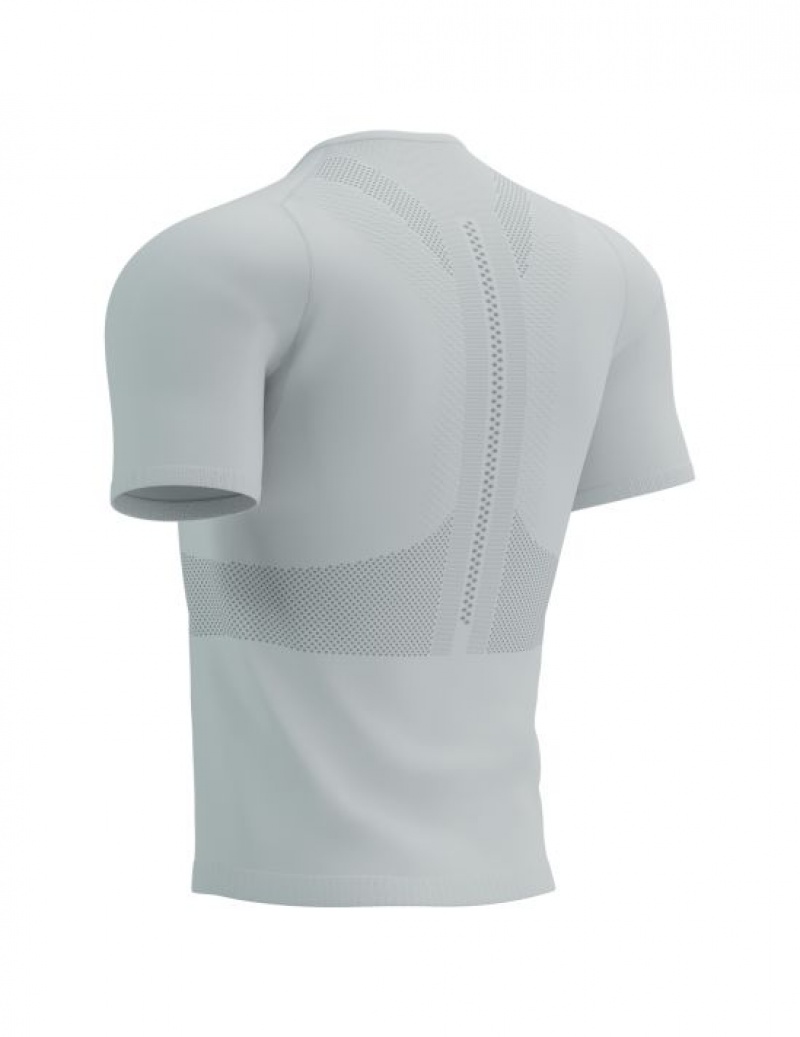 Compressport Trail Half-Zip Fitted SS Top T-shirts Heren Wit | LQJVA-4053