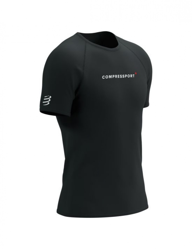 Compressport Training SS Logo Tshirt M Hardloopshirts Heren Zwart | VDEKP-3241