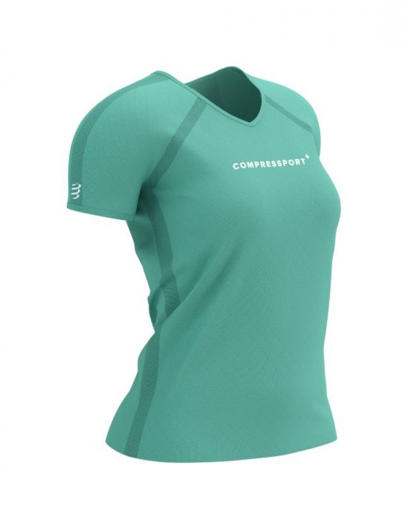 Compressport Training SS Logo Tshirt W T-shirts Unisex Blauw | VRIZP-1530