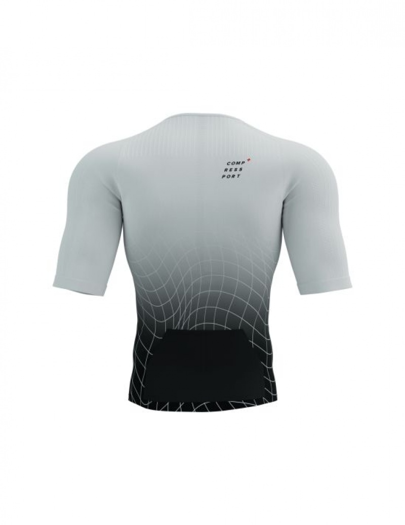 Compressport Tri Postural Aero SS Top M T-shirts Heren Zwart Wit | MASYF-5436